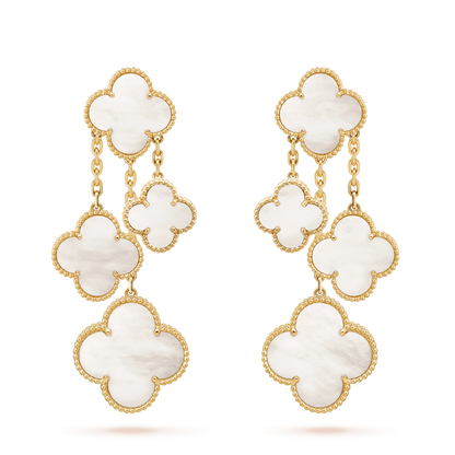 [Regal Jewels]CLOVER EARRINGS WHITE MOP 4 MOTIFS GOLD