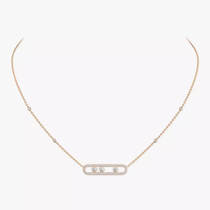 [Regal Jewels] Move Pave_ Rose Gold Diamond Necklace