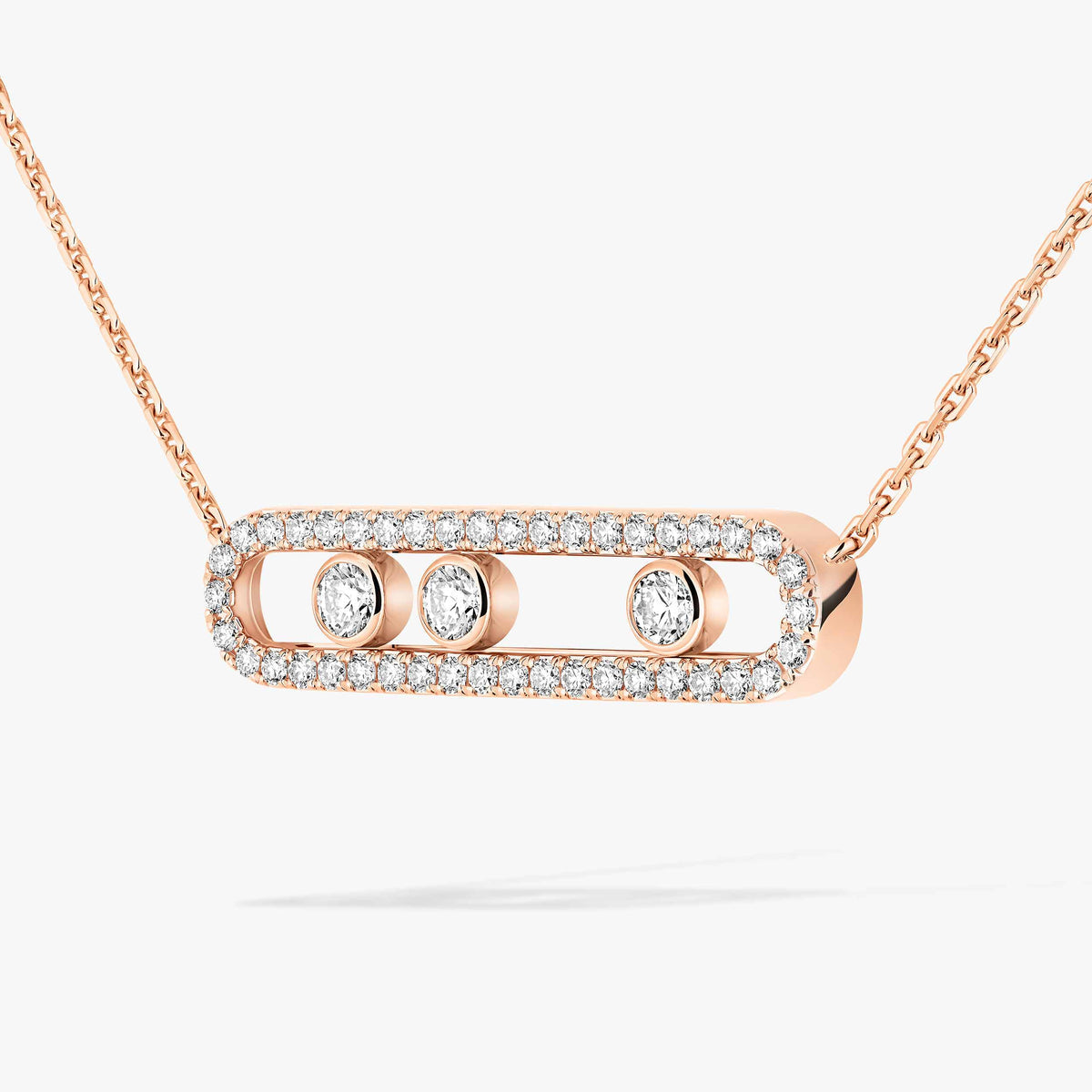 [Regal Jewels] Move Pave_ Rose Gold Diamond Necklace