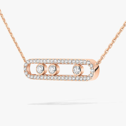 [Regal Jewels] Move Pave_ Rose Gold Diamond Necklace
