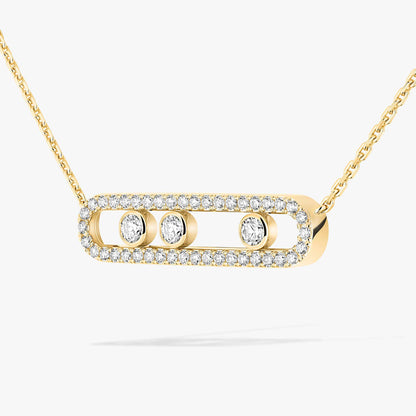[Regal Jewels] Move Pave_ Rose Gold Diamond Necklace